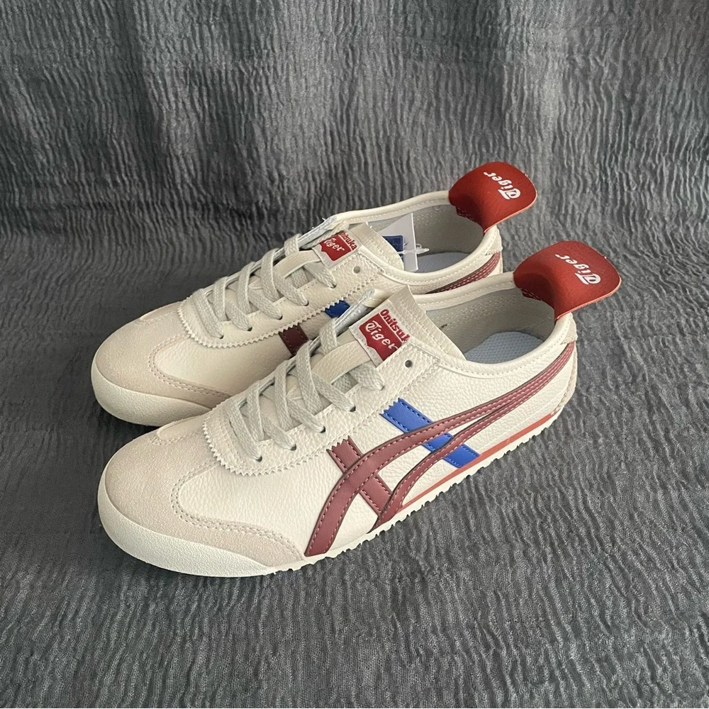 Onitsuka Tiger by Asics Cream Sneakers with Red & Blue Accents - Picture 5 of 7